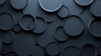 Abstract Dark Grey Overlapping Circles Design