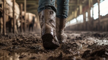Muddy Boots in a Cattle Barn: A Farmer's Day