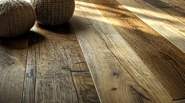 aged and rustic wooden floor with detailed texture, bold and natural composition, warm earthy tones, nostalgic atmosphere