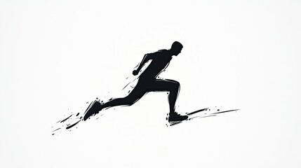Silhouette of a Runner in Motion, Expressing Speed Against a Minimalist Background
