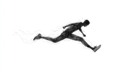 Dynamic silhouette of a runner in motion, capturing speed and energy against a minimalist background