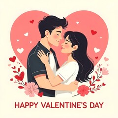 Loving couple vector post card valentines day