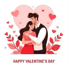 Loving couple vector post card valentines day