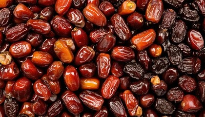 Fresh and dried dates displayed together in a vibrant market setting