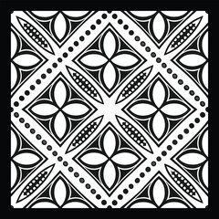 Modern Botanical Swirl & Geometric Tile | Black & White Ornamental Vector Pattern for Textile, Wallpaper, Packaging, Interior & Digital Art | Seamless Floral Abstract Design

