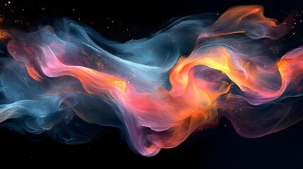 Abstract interpretations colorful flowing shapes create a mesmerizing backdrop of vibrant colors and dynamic movement in art
