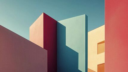 A vibrant high wall painted in pink, yellow, and blue, perfect for eye-catching advertising displays.