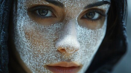 Anonymous Figure with Mask and Binary Code Overlay Close-up