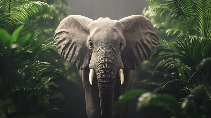 Majestic Elephant in Lush Tropical Jungle