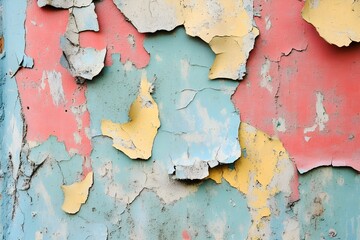 Faded look full of character, peeling paint texture shows history and age in every layer