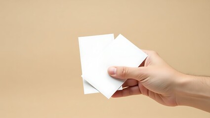 Fototapeta premium Hand presenting blank cards - A fresh start - Perfect for announcements or creative projects