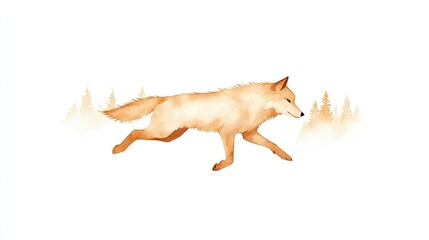 Obraz premium A graceful fox walking through a misty forest, showcasing nature's beauty and tranquility