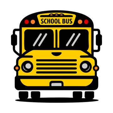 Yellow School Bus Front View Illustration