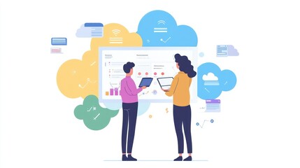 Collaborating on a cloud based project reviewing data and strategy together