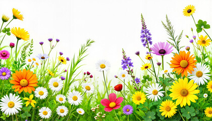 Colorful wildflowers in a lush green meadow