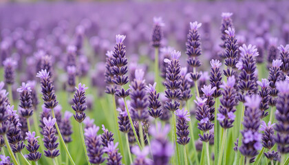 Obraz premium Lavender flowers blooming in a vibrant field