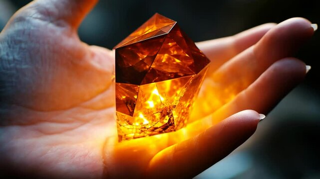 close-up of a hand holding a rare gemstone, vibrant and textured details, bright natural lighting, authentic and elegant atmosphere