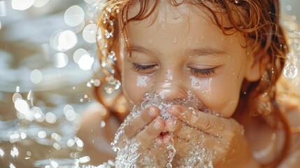 Fototapeta premium Water awareness day: sustainable practices, global unity, freshwater protection, environmental stewardship, hydrological cycle, clean preservation, ecosystem balance, collective action, planet care.