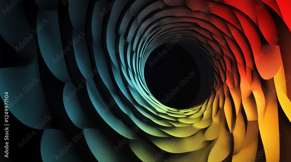 Poster colorful spiral pattern creating the illusion of depth and movement in a visually striking abstract 
