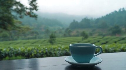 Serene Tea Break in a Lush Green Tea Plantation