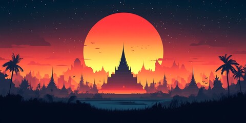 Sunset over Asian Cityscape