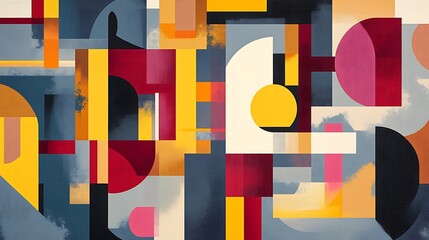 Abstract Geometric Composition with Bold Colors and Shapes
