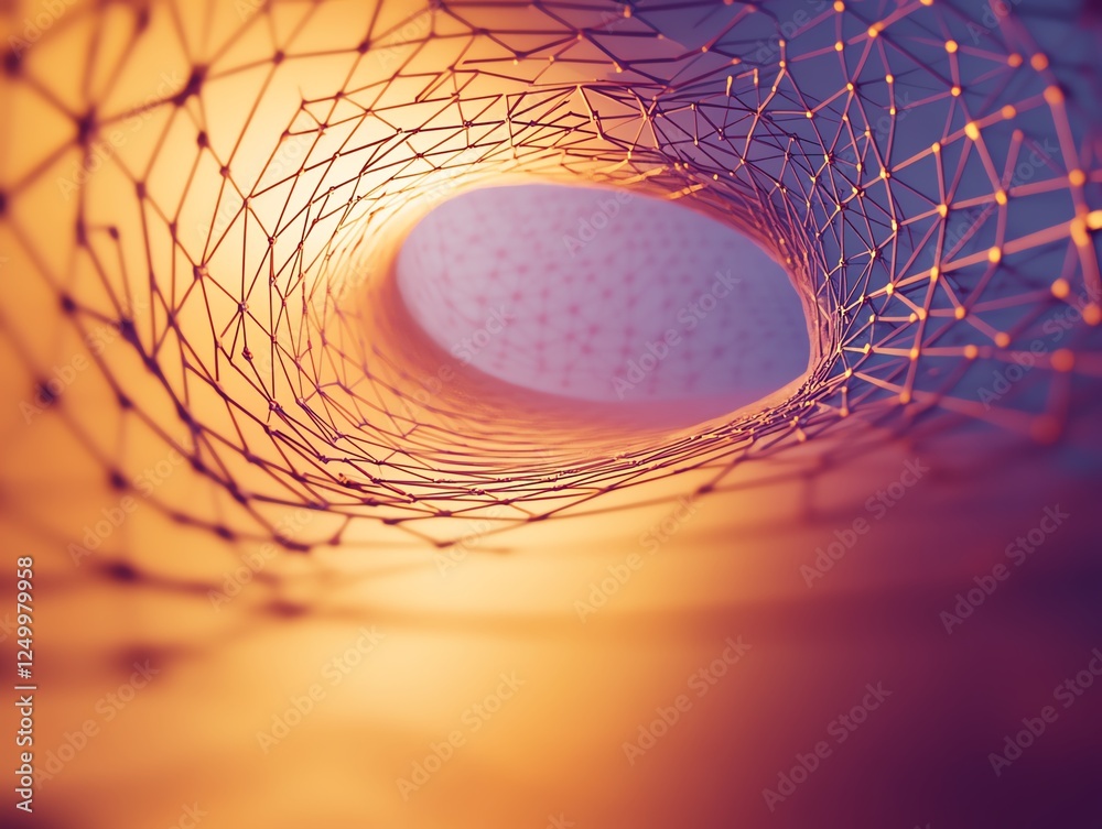 Poster intricate geometric pattern illuminated from within creates a stunning visual effect in a modern arc