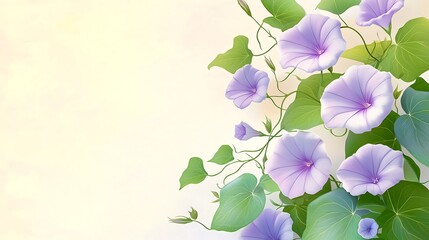 Obraz premium Purple morning glory flowers blooming on a sunny background