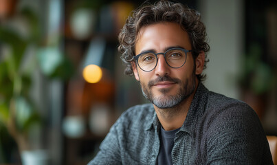 Fototapeta premium Closeup portrait of young man, freelancer or IT