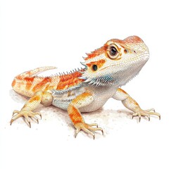 Obraz premium A vibrant, detailed illustration of a bearded dragon lizard, showcasing its distinctive colors and textures in a lifelike pose.