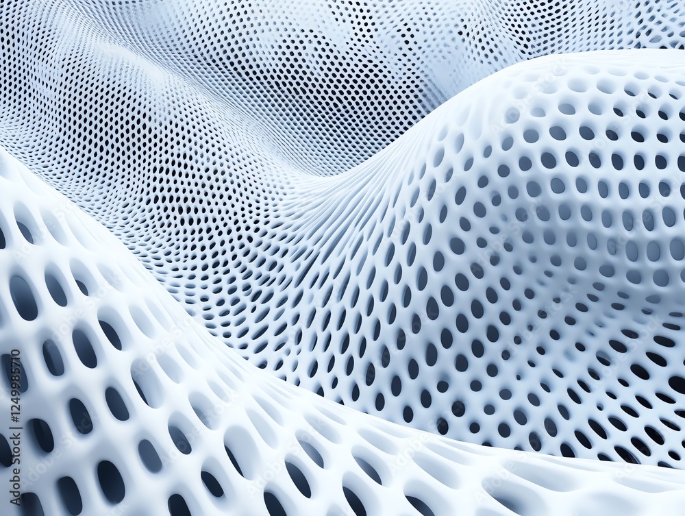 Poster colorful abstract mesh pattern creates a dynamic visual effect on a smooth surface in a creative des