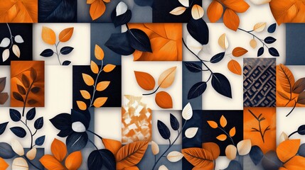 Vibrant leaf patterns abstract art digital collage creative studio aesthetic design concept - shotlistlove