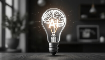 Ai Brain in Lightbulb Innovation Technology Concept
