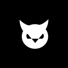 Devilish Owl Logo Dark, Minimalist, Bird, Evil, Symbol, Design, Icon, Vector, Graphic, White