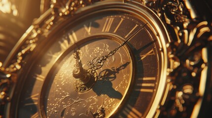 Obraz premium Intricate Detail: Close-Up of Vintage Clock Face with Ornate Design Elements