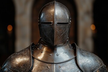 Obraz premium Close-up of an ornate medieval knight's armor.