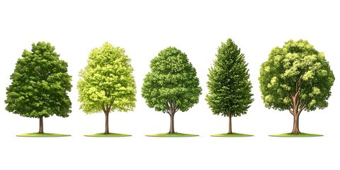 Fototapeta premium Various Trees Isolated On White Background