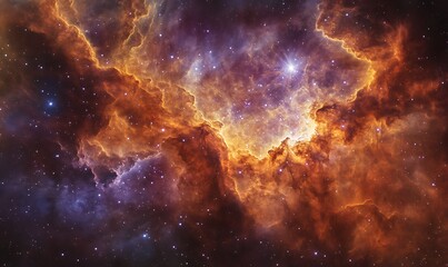 Naklejka premium Celestial Tapestry, A Deep Space Nebula Unveiling Cosmic Firework Display