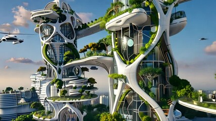 Eco-Friendly Futuristic Cityscape: A Vision of Sustainable Urban Living
