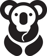 Simple koala logo on black and white background