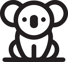 Simple koala logo on black and white background