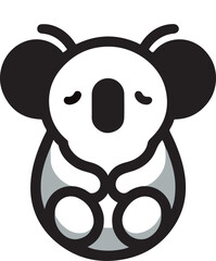 Simple koala logo on black and white background