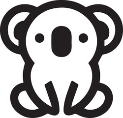 Simple koala logo on black and white background
