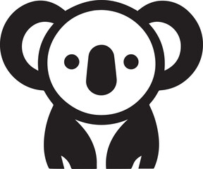 Simple koala logo on black and white background