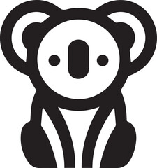 Simple koala logo on black and white background