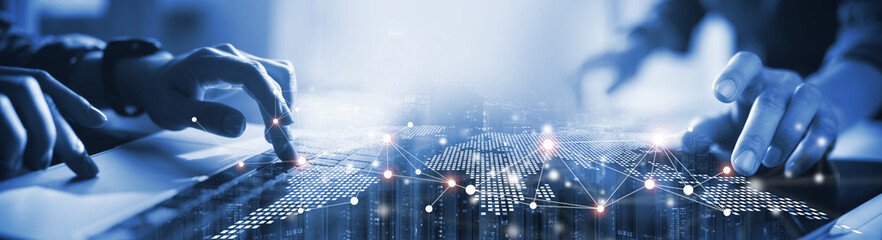 Internet network connection, big data, digital marketing, global business, digital technology...