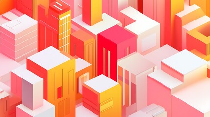 Abstract Cityscape Rendered in Warm Colors