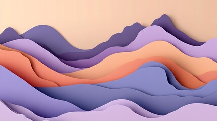 Fototapeta premium Abstract pastel mountainscape, sunrise, layered paper art, website background