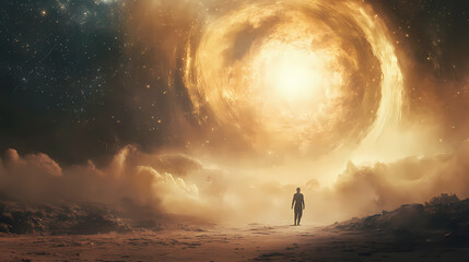 Celestial creation of divine beings cosmic realm artistic illustration ethereal environment divine perspective life standard concept. Ancient Cosmic Beings. Illustration