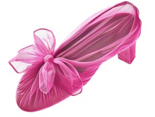 Naklejka premium Vibrant PNG of a pink ballet slipper